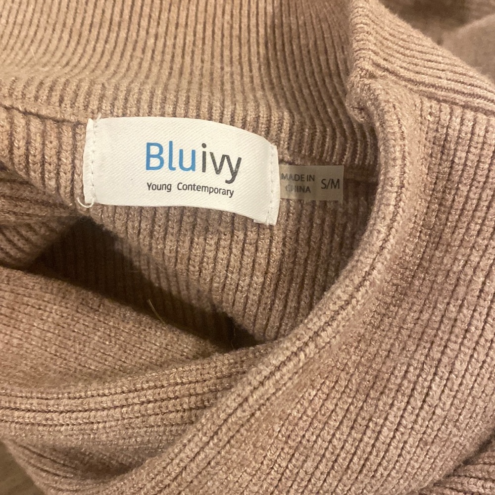 Bluivy Women's Cowl Turtleneck Sweater - Beige